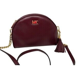 Michael Kors Oxblood Half Moon Leather Crossbody Bag Purse NEW $278 NWT Wine